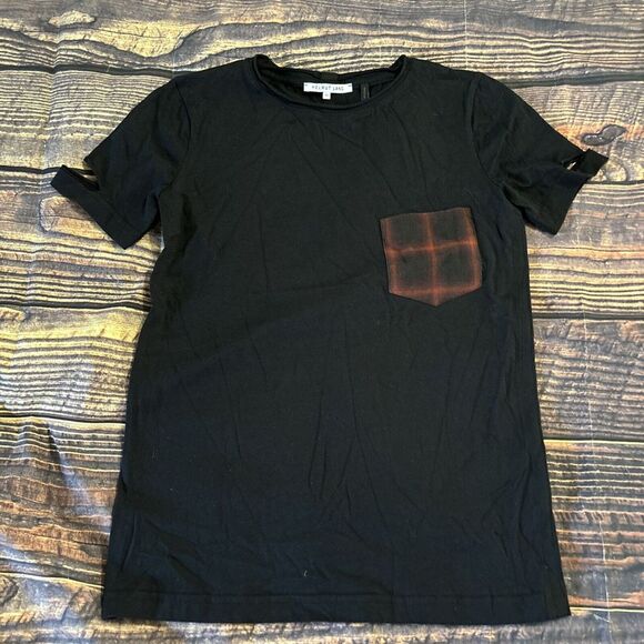 Helmut Lang Womens Distressed Slash 100% Cotton T-Shirt Black W/pockst Size XS - Picture 5 of 8